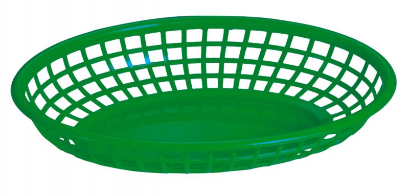 9" x 5" Premium Green Plastic Oval Basket